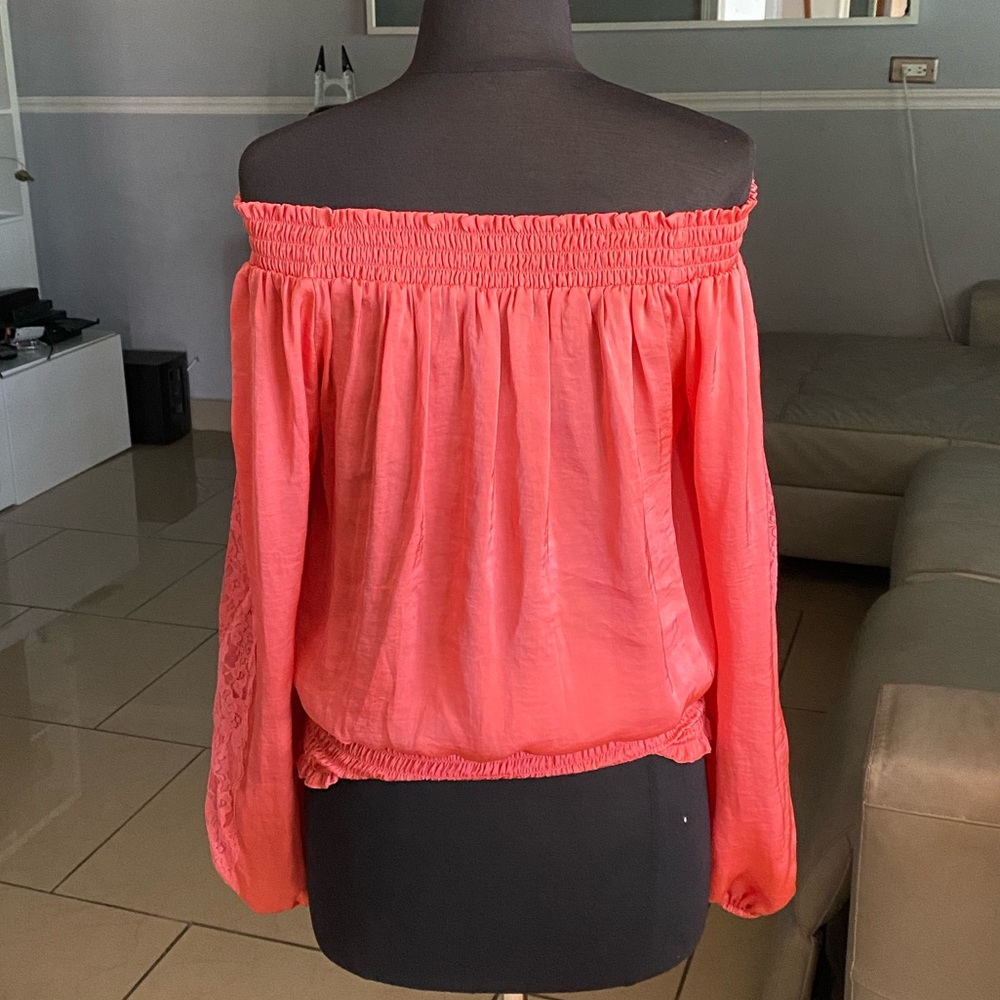 Off shoulders Hot Coral Blouse - Picture 2 of 2